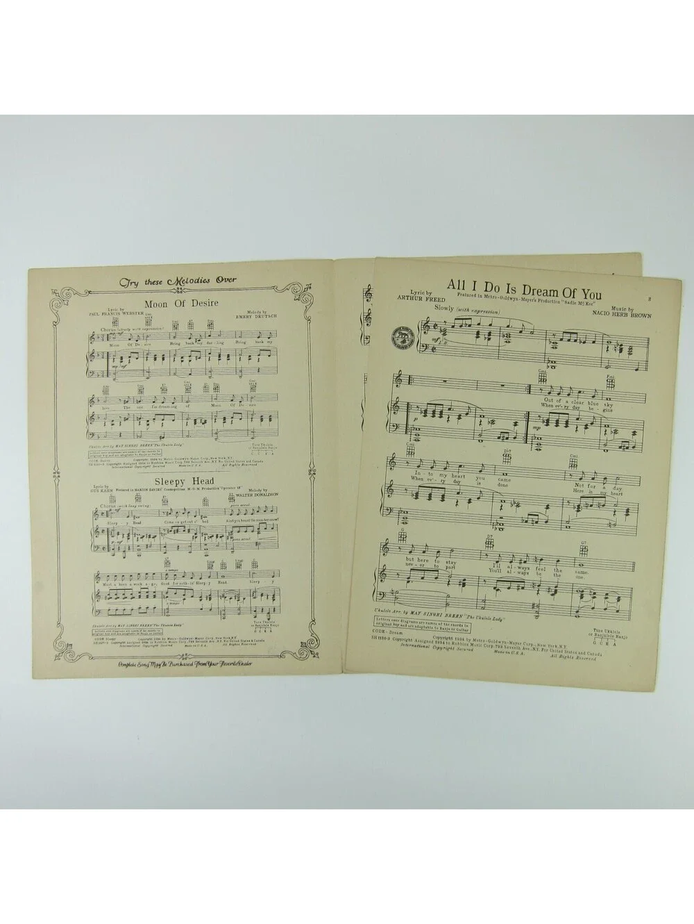 Sheet Music All I Do Is Dream Of You Sadie McKee Joan Crawford Vintage 1934